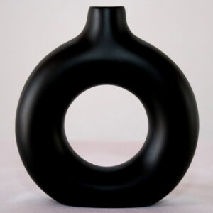 Small black donut vase matt