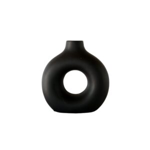 Large black donut vase