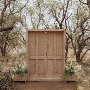 Wooden Door With Flower Boxes